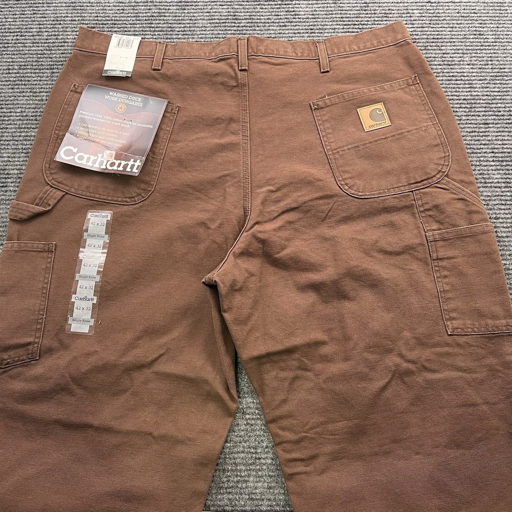 Vintage Carhartt B11 CHT Duck Dungaree Work‎ Pants Men's Size 42x32 Brown NWT - Picture 2 of 8